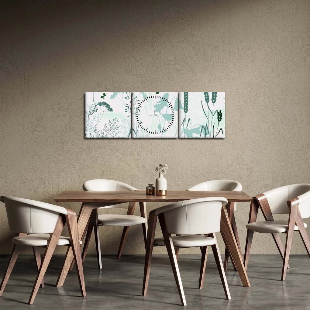 Obraz - Lúka vektor (s hodinami) (90x30 cm)