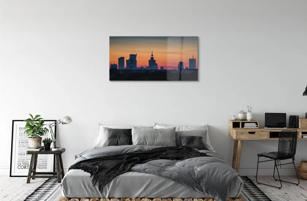 Obraz na akrylátovom skle Sunset panorama varšavy 100x50 cm