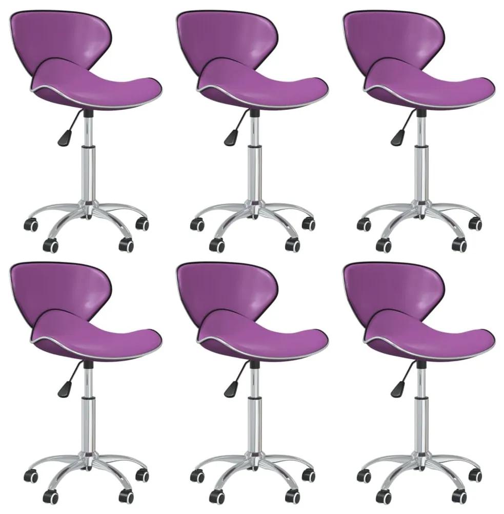 Otočné jedálenské stoličky 6 ks fialové umelá koža