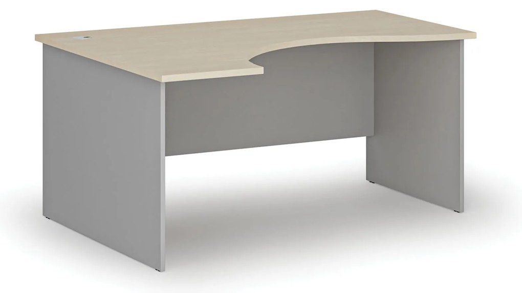 Ergonomický kancelársky písací stôl PRIMO GRAY, 160x120 cm, ľavý, sivá/breza