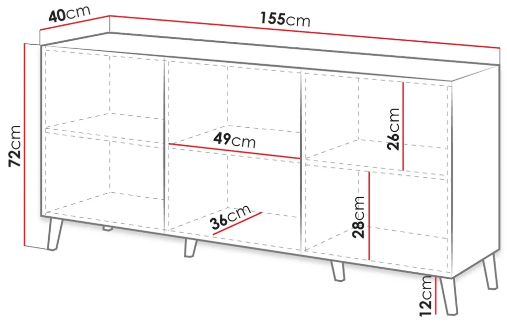 Kvalitná komoda Naranja, biela MDF