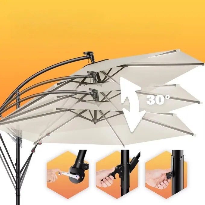 InternetovaZahrada LED slnečník Mali Ø330 cm - krémový