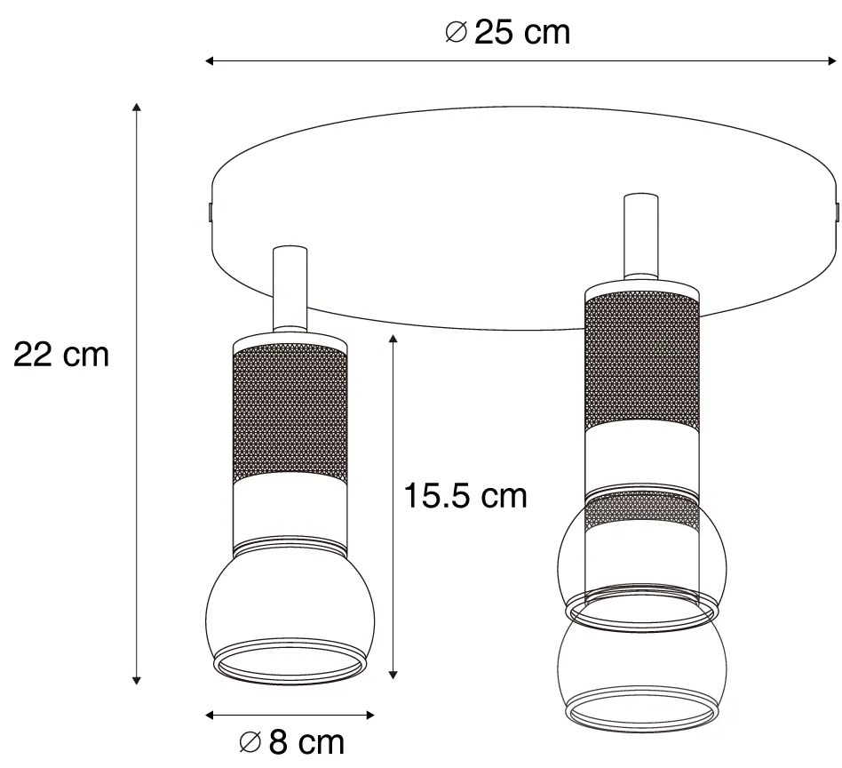 Okrúhle stropné bodové svietidlo tmavý bronz okrúhle 3-svetelné nastaviteľné - Veerle