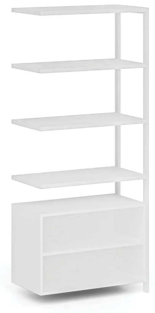 Prístavba k policovej stene HOME OFFICE s policovou skrinkou, biela