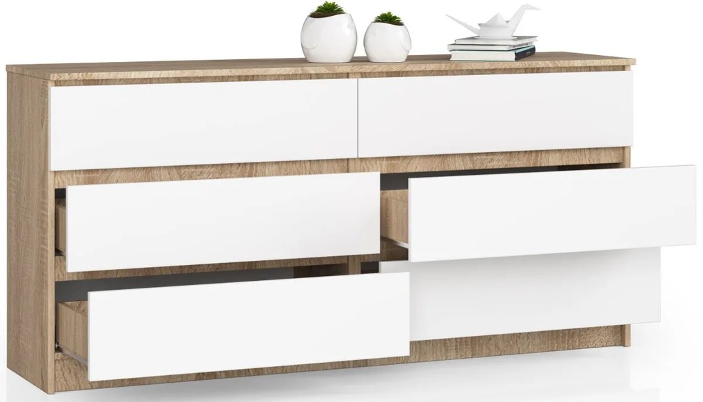 Komoda Rollo V 160 cm dub sonoma/biela