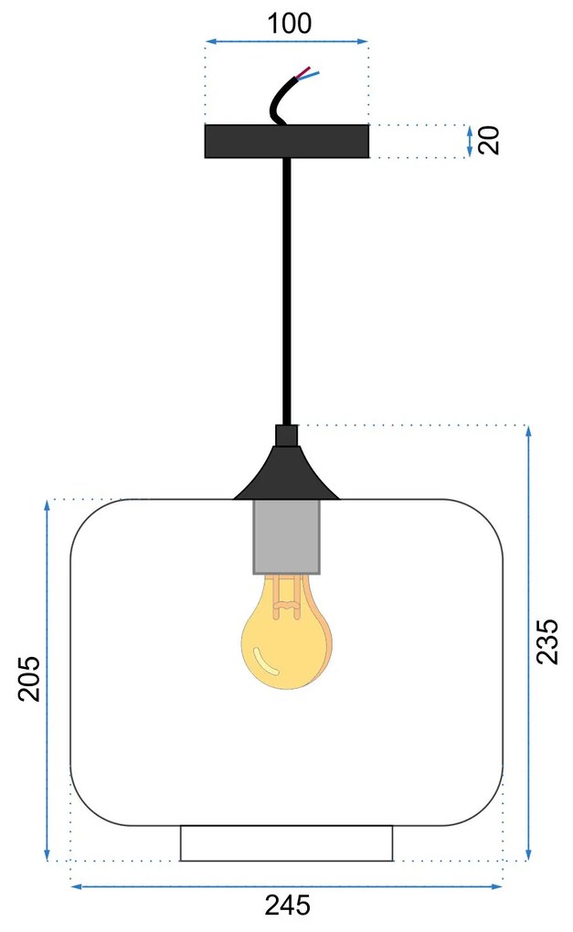 Toolight, Stropné  závesné svietidlo zo skla APP312-1CP LOFT, čierna, OSW-00344