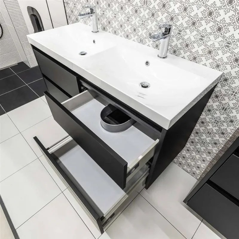 Mereo, Mailo, kúpeľňová skrinka s keramickým umývadlom 121x48x39 cm, biela, MER-CN518