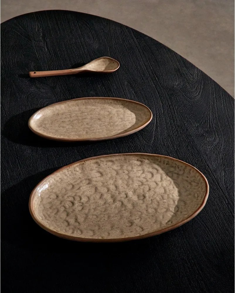 Béžové servírovacie keramické taniere v súprave 3 ks Zunel – Kave Home