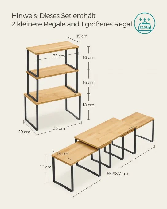 Set troch kuchynských políc KCS014B01