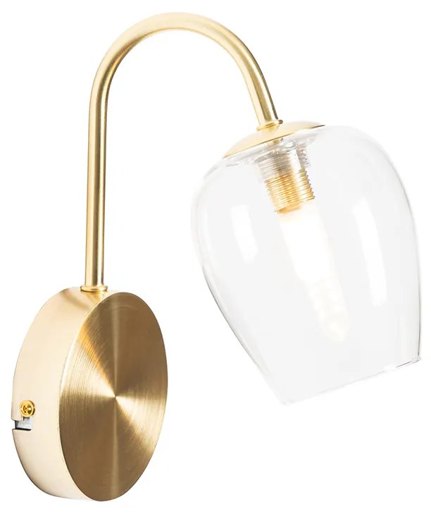 Klasická zlatá nástenná lampa so sklom - Elien
