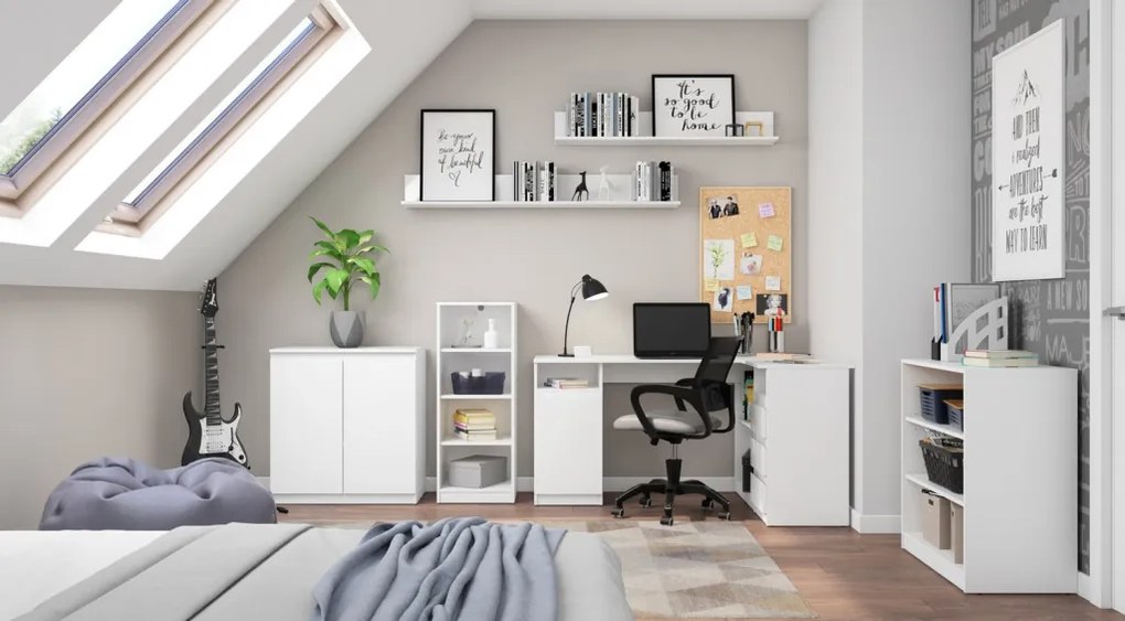 Rohový písací stôl Carlos, biely