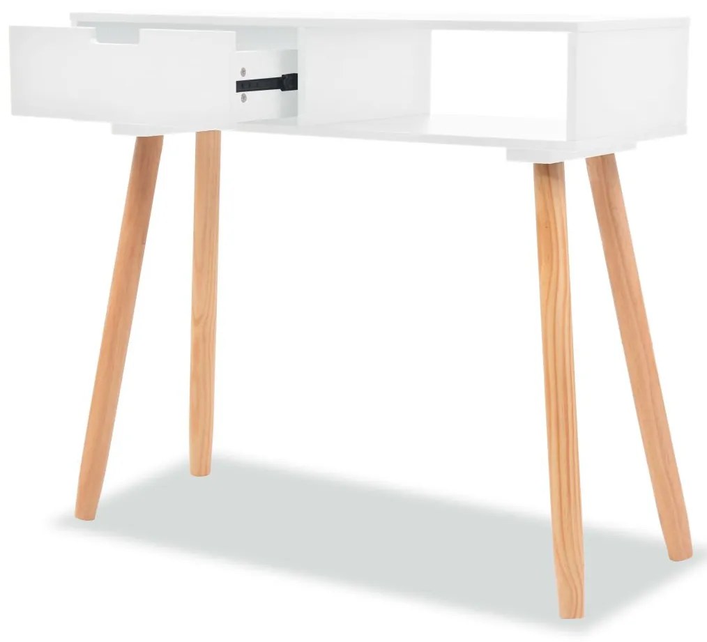 vidaXL Biely prístavný stolík z masívneho borovicového dreva, 80x30x72 cm