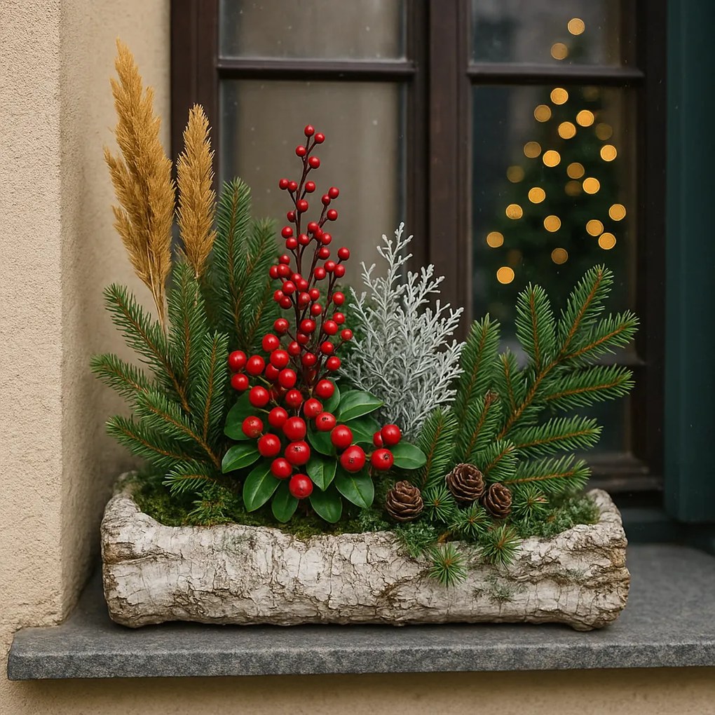 Obal na kvety - kvetináč, imitácia brezy, 32 x 12 x 8 cm, 32 cm