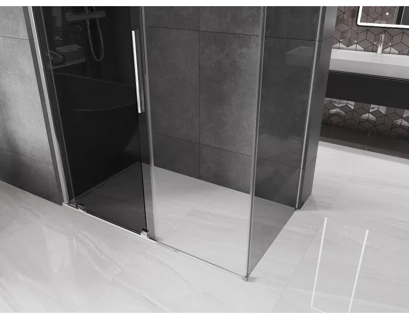 Mexen Velar, sprchový kút s posuvnými dverami 160 x 100 cm, 8mm šedé sklo, chrómová, 871-160-100-41-01
