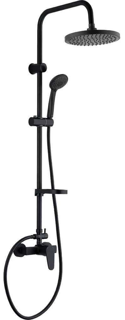 Kuchinox Intra, nástenná sprchová súprava s pákovou batériou, ručnou a hlavovou sprchou, čierna matná, LAV-PKI_70OB