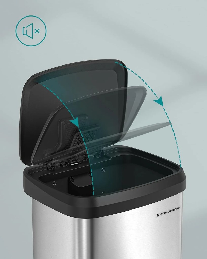 Odpadkový kôš s vekom Pago 68 l strieborný