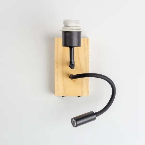 BRILAGI - LED nástenná lampa NUBILA WOOD 1xE27/25W/230V + LED/3W dub/čierna/svetlosivá