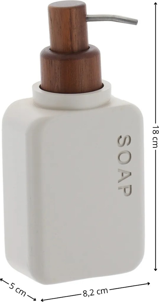 Dávkovač mydla Salva, béžová/s drevenými prvkami, 300 ml