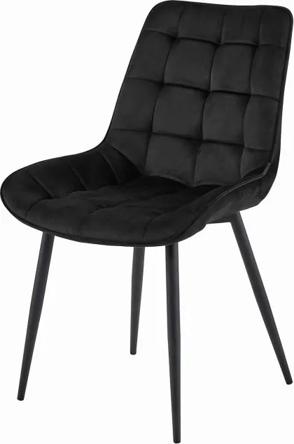 Set dvoch jedálenských stoličiek BERA zamatové čierne / čierne nohy (2ks)