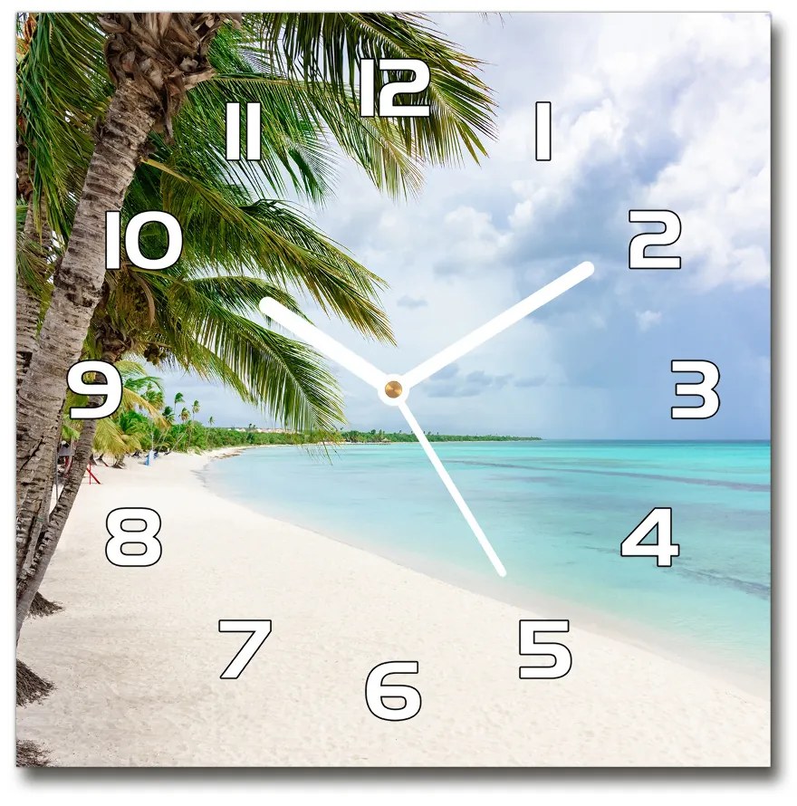 Sklenené hodiny štvorec Tropická pláž pl_zsk_30x30_f_176119996