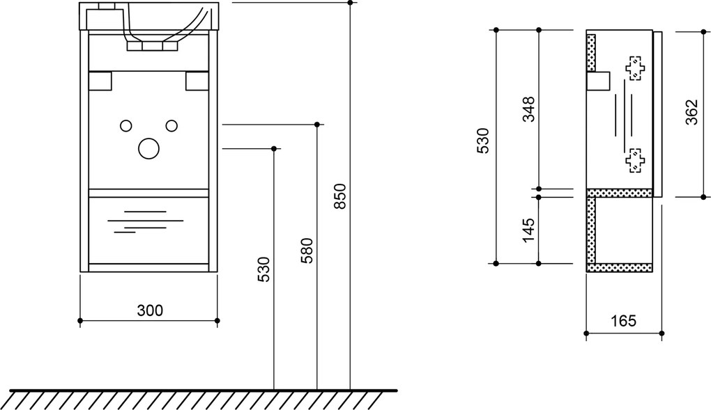 Sapho Sapho, LATUS XI umývadlová skrinka 30x53x16,5cm, dub Sherwood, LT711-1515