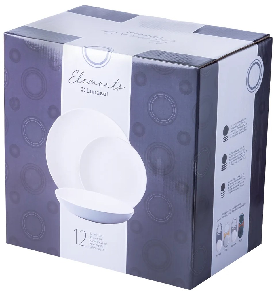 Set keramických tanierov 12 ks – Elements East grey - 492405