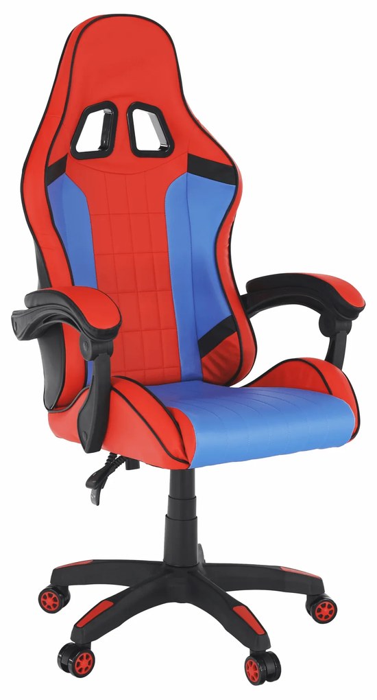 Kancelárske/herné kreslo, modrá/červená, SPIDEX