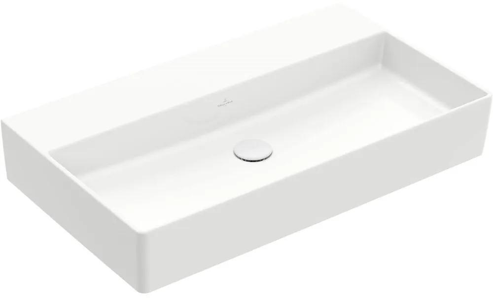 VILLEROY &amp; BOCH Memento 2.0 závesné umývadlo bez otvoru (spodná strana brúsená), bez prepadu, 800 x 470 mm, biela alpská, s povrchom CeramicPlus, 4A228FR1