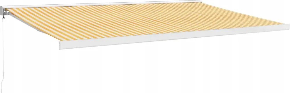 vidaXL Rolovacia markíza, žlto-biela, 5x3 m, tkanina a hliník