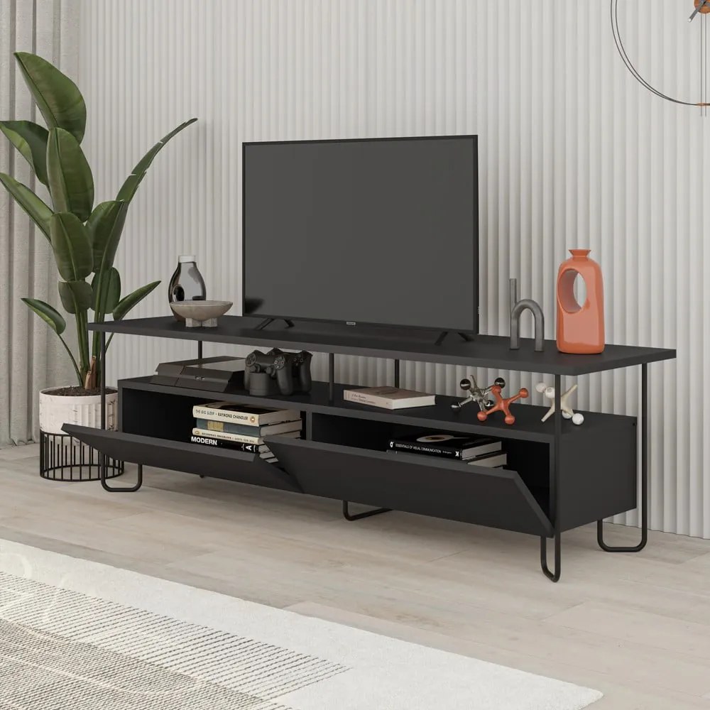 Čierny TV stolík 150x45 cm Dilly – Marckeric