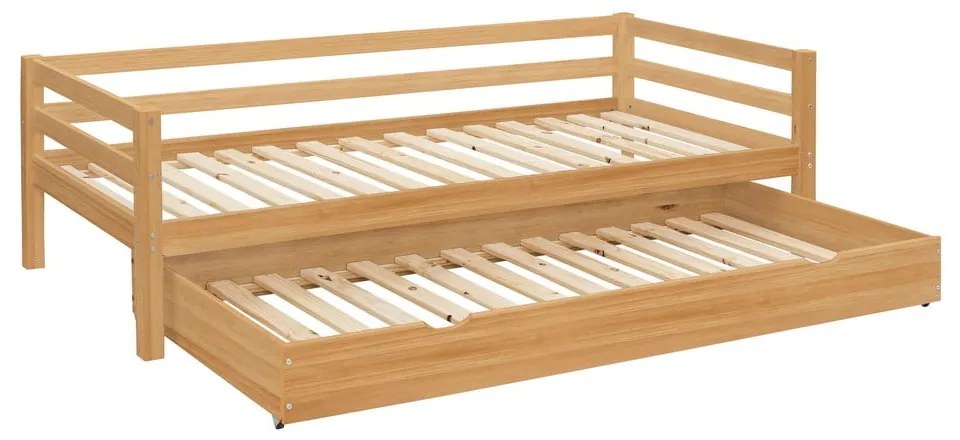 Detská posteľ z borovicového dreva s výsuvným lôžkom 90x200 cm v prírodnej farbe Alpi – Støraa