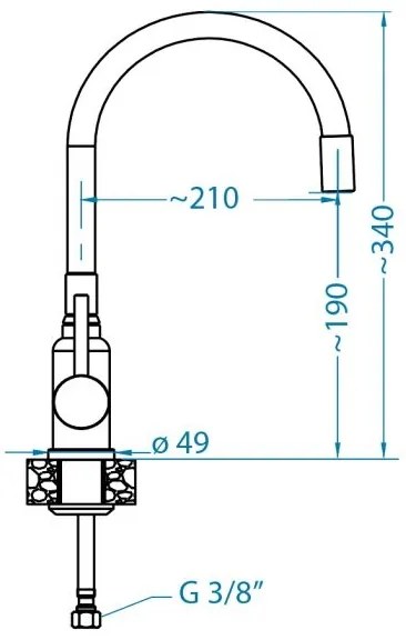 ALVEUS 1144429-Drezová batéria s flexibilným ramienkom MINTAS 34 cm oceľ/béžová