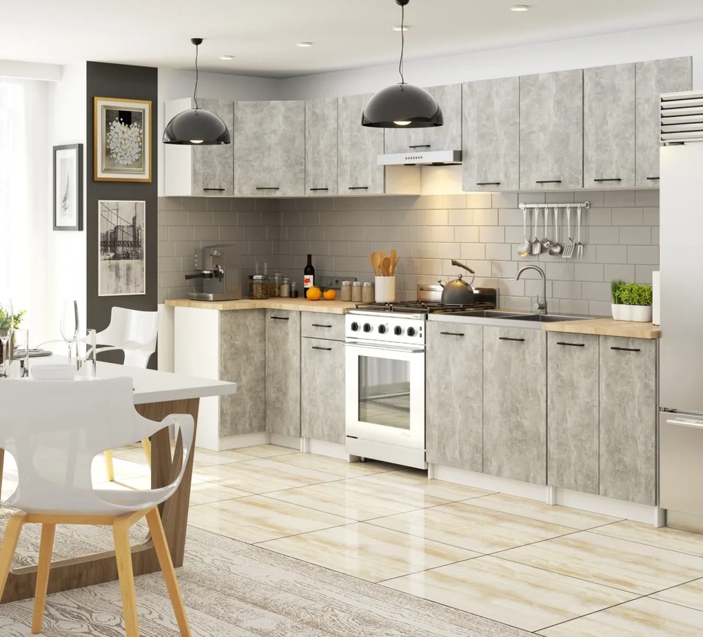 Kuchynská závesná skrinka Olivie W 50 cm biela/betón