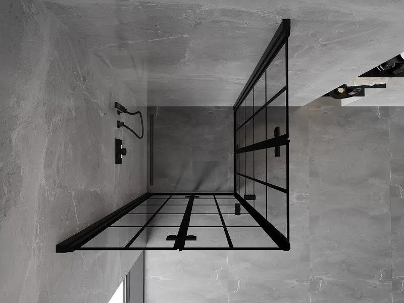 Mexen Mist-F Duo, skladací sprchový kút 90 x 90 cm, číre sklo-čierna mriežka, 8A6-090L-090P-70-77