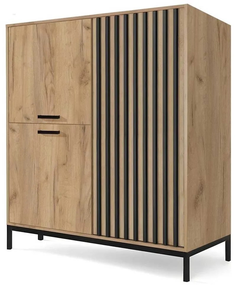 Komoda Grata II, dub kraft / čierna