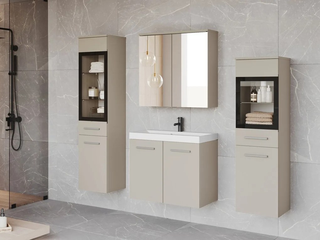 Kúpeľňový nábytok Apogon II, Farby: kašmírová béžová, Sifón: bez sifónu, Osvetlenie: bez osvetlenia, Umývadlová batéria: nie