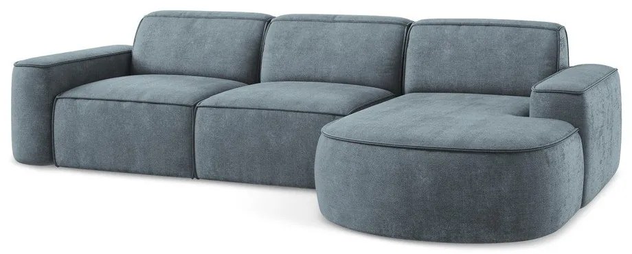 Sivomodrá ženilková rohová pohovka (pravý roh/s leňoškou) Omao – Makamii