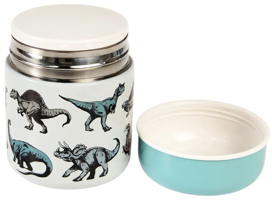 Modrá/krémová termoska na jedlo/detská 280 ml Prehistoric Land – Rex London
