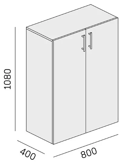 Kancelárska skriňa nízka SOLID, 800 x 400 x 1080 mm, dub prírodný
