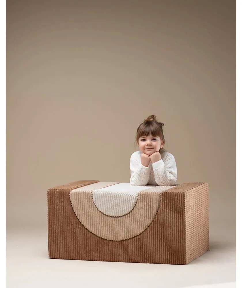 Hnedé menčestrové penové ihrisko 75x49x37 cm Rainbow Montessori – Wigiwama