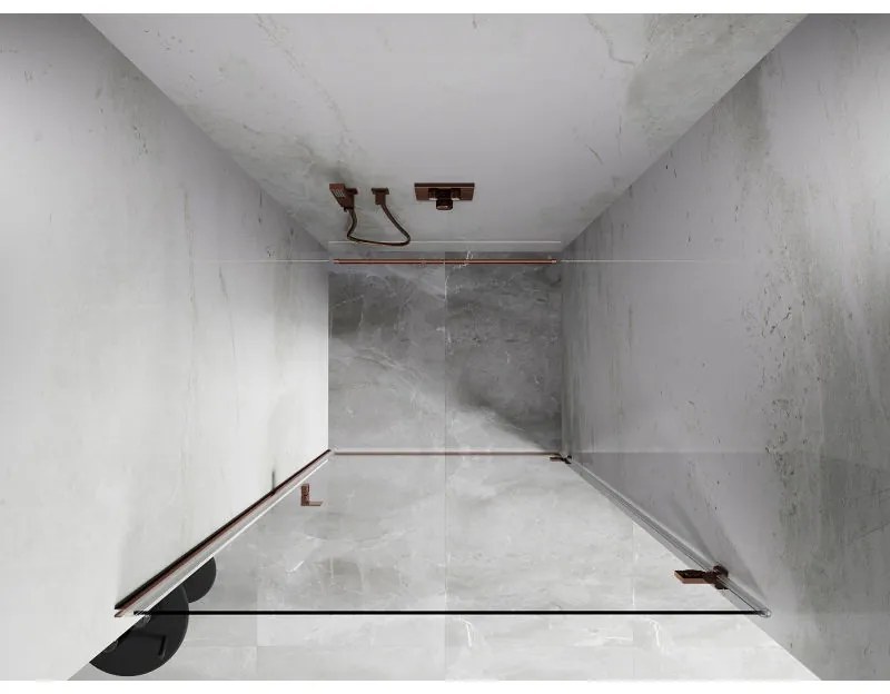 Mexen Lunar-B, výklopné pravé sprchové dvere 70 cm, 8mm číre sklo, ružové zlato profil, 832-070-000-60-00-P