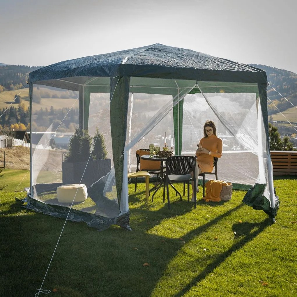 Tempo Kondela Stanový altánok do záhrady, 3,9x2,5x3,9m, zelená/biela, RINGE TYP 1+6 bočných strán