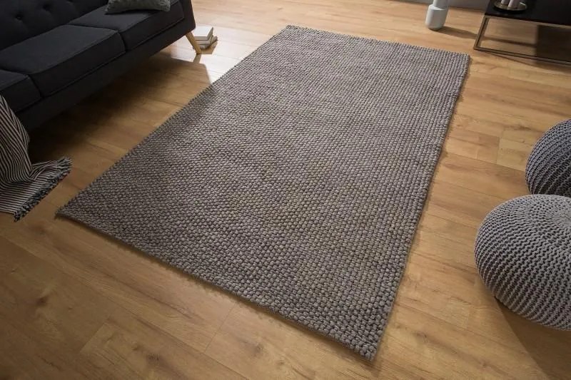 IIG -  Ručne vyrobený koberec WOOL 240 x 160 cm bavlna, antracitovo hnedý