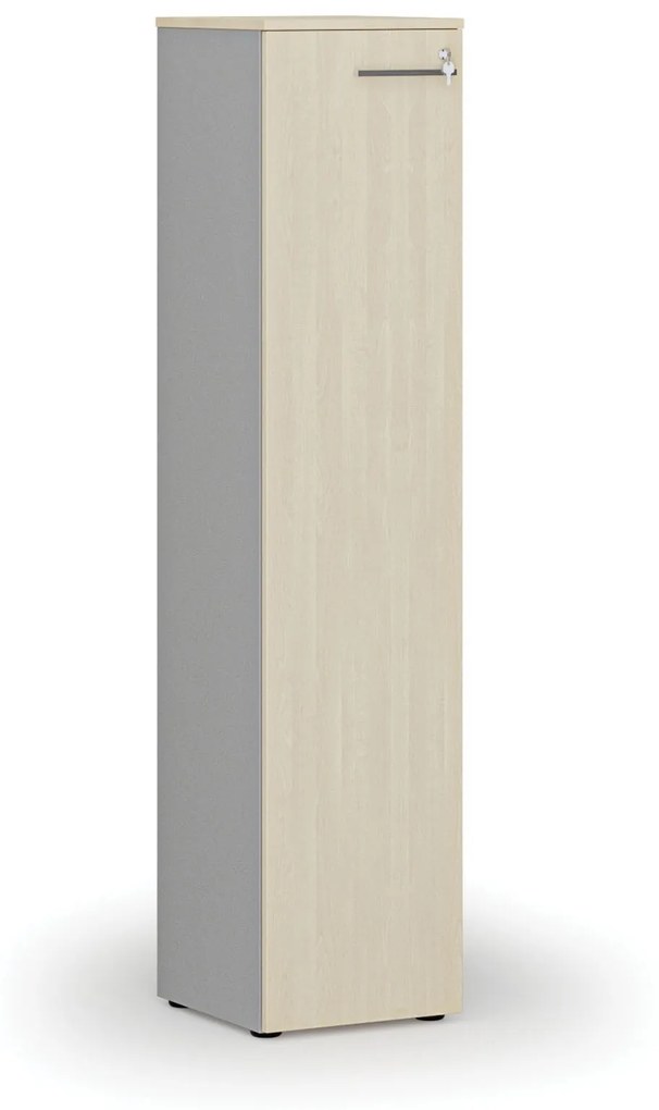 Úzka kancelárska skriňa PRIMO GRAY, 1781 x 400 x 420 mm, sivá/čerešňa