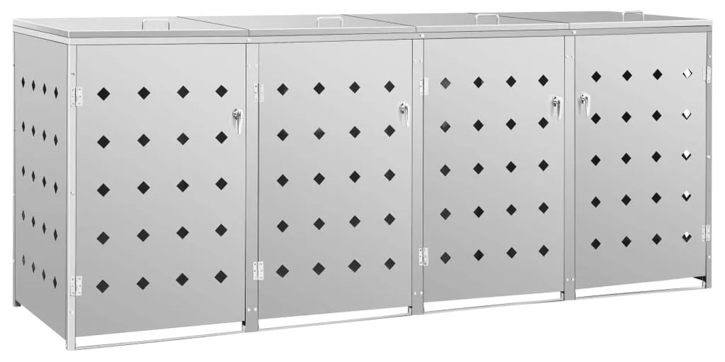 Prístrešok na štvoritý odpadkový kôš nehrdzavejúca oceľ 240 l