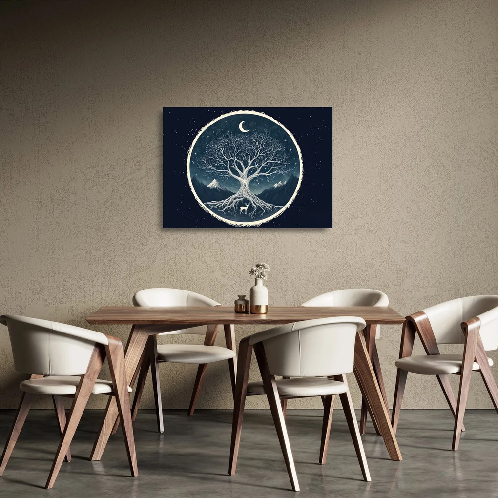 Sklenený obraz – Magický strom s jeleňom II. (70x50 cm)