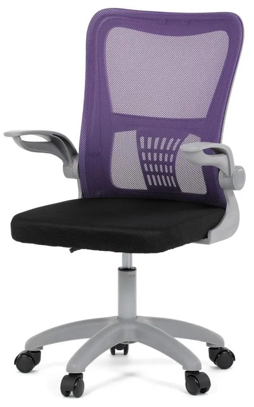 Detská kancelárska stolička KA-K2008 PUR, fialová sieťovina, sivý plast