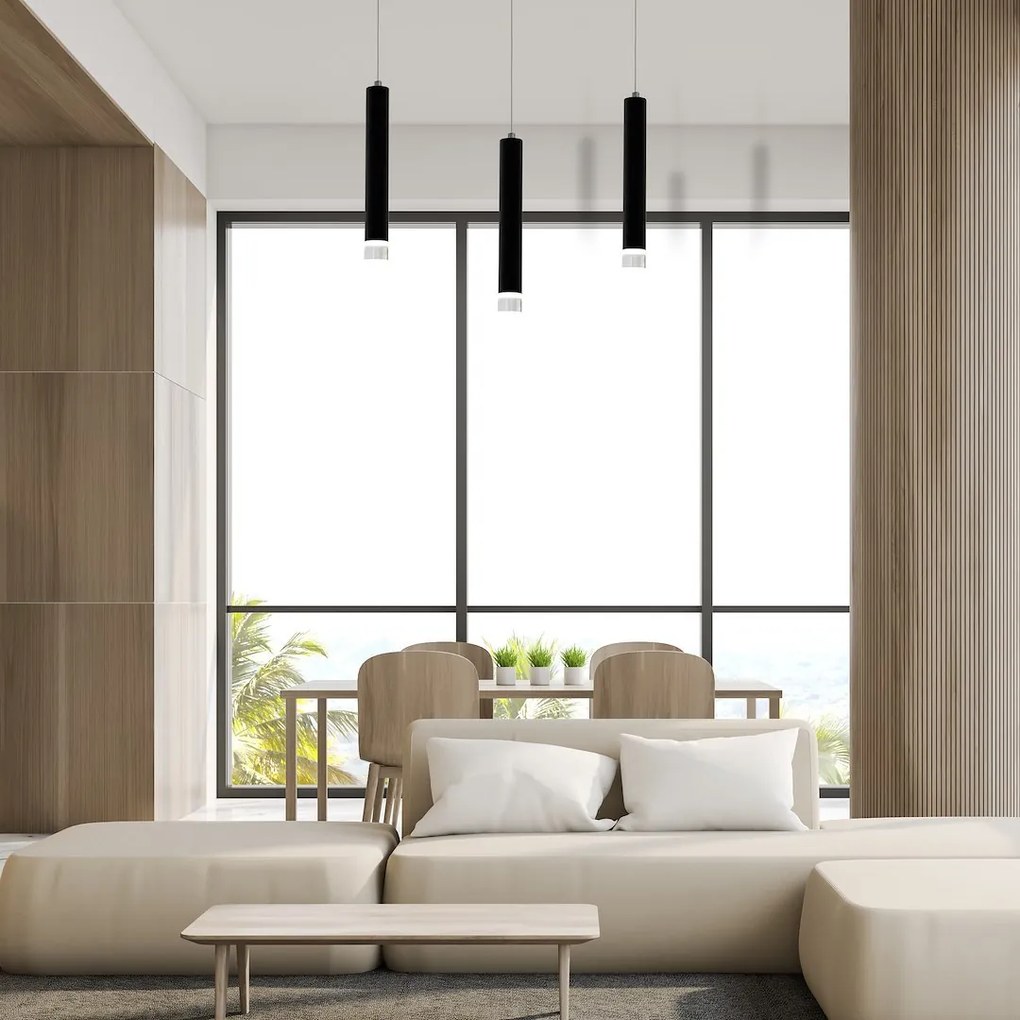 Závesné svietidlo Carbon, 3x čierne kovové tienidlo, b