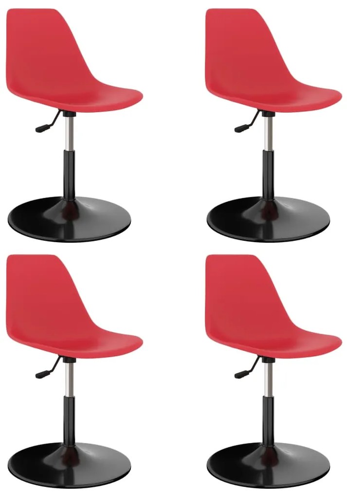 vidaXL Otočné jedálenské stoličky 4 ks, červené, PP