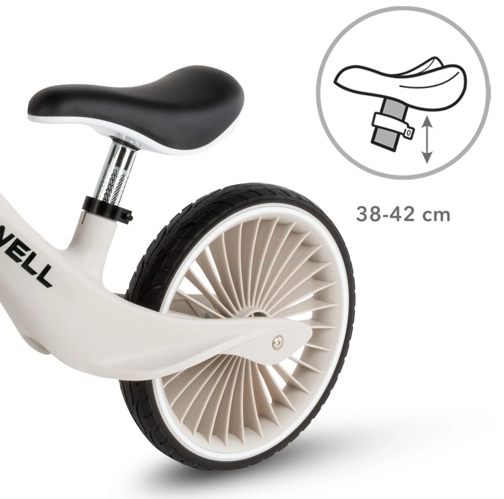 Kidwell NIX detský balančný bicykel – ľahký nylonový rám, PU kolesá 29 cm (sivý)